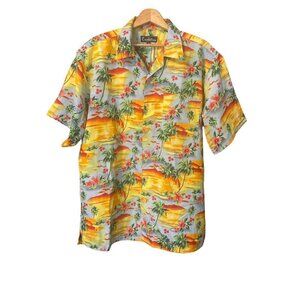 Men's Shirt Revalation Hawaiian Print Short Sleeve Button Front Collar Size XL